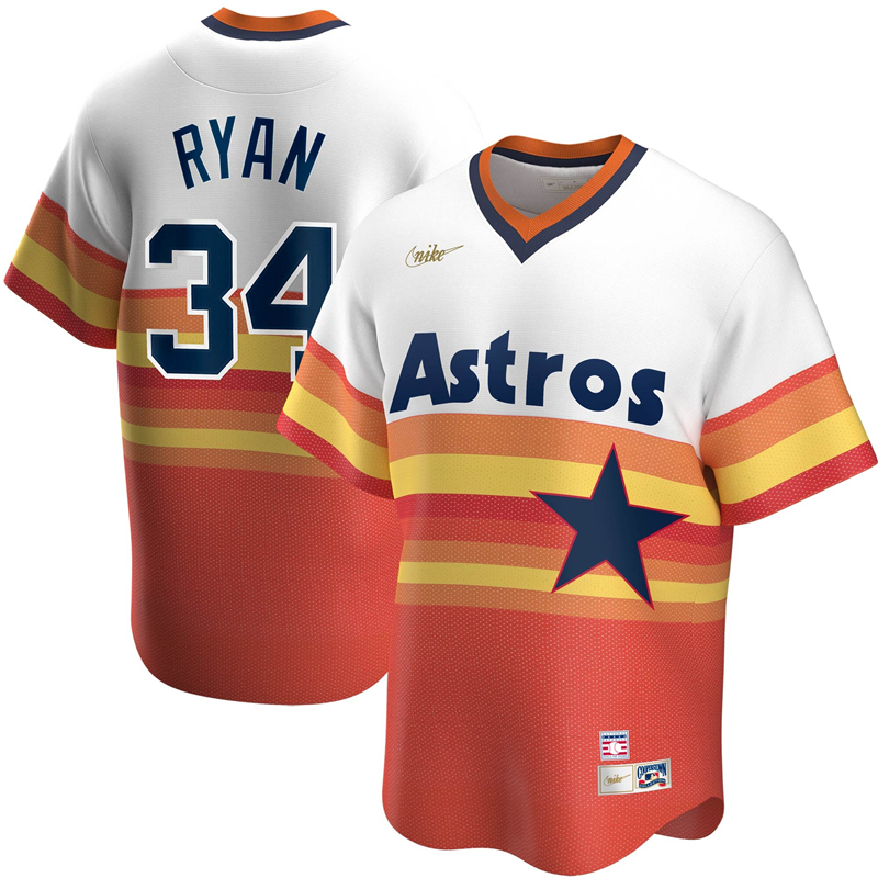 2020 MLB Men Houston Astros #34 Nolan Ryan Nike White Home Cooperstown Collection Player Jersey 1